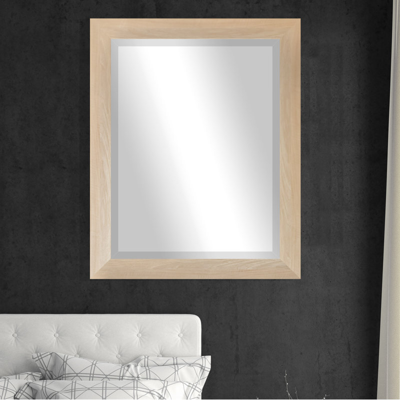 Ungar Wood Flat Wall Mirror, 25.5" H x 21.5" W x 0.75'' D, Blonde Maple