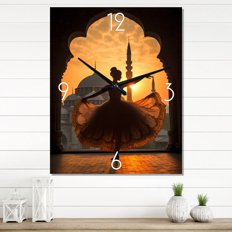 Elegant Dancing Sunset Silhouette IV - Fashion Fashion Très grandes horloges murales, H 40 po x l 30 po x P 1 po