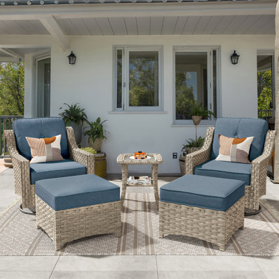4 - Person Rattan Outdoor Seating Group With Swivel Rockers