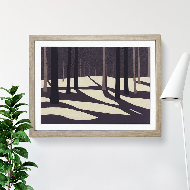 XH1022-10179X Winter Forest at Dusk 1 Piece Single Picture Frame Painting, 25cm H x 34cm W x 2cm D, Oak