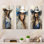 Minimalisme bleu, Cowgirls, ensemble de 4 reproductions d'art mural