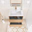 24,02 po X P 18,31 po P 20,4 po Meuble-lavabo mural simple H en noyer avec plateau en céramique blanche