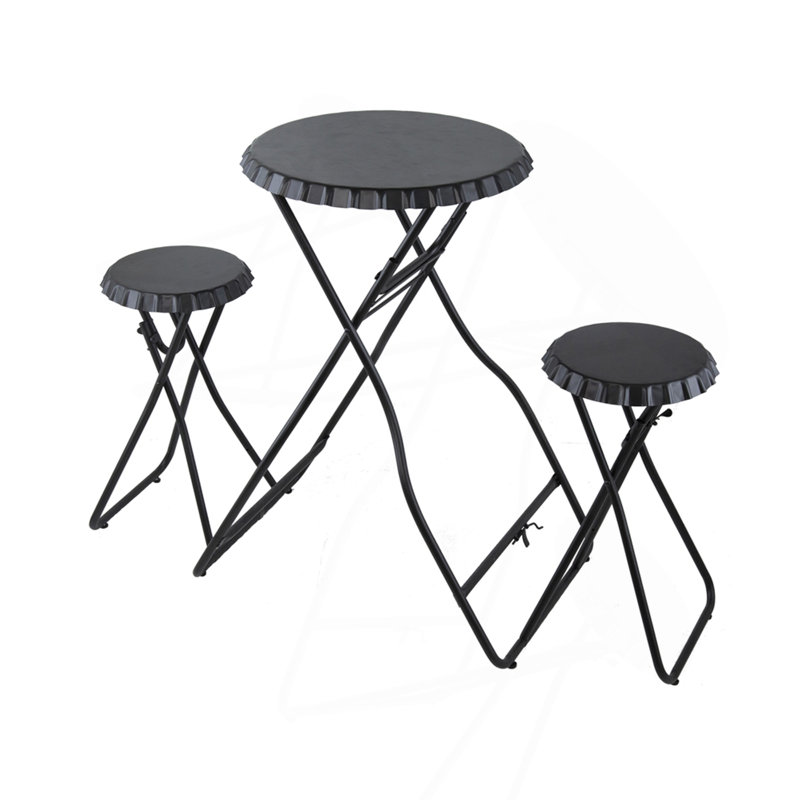 Table d'appoint avec deux sièges 57,5 x 23,6 x 39,8 po noirs