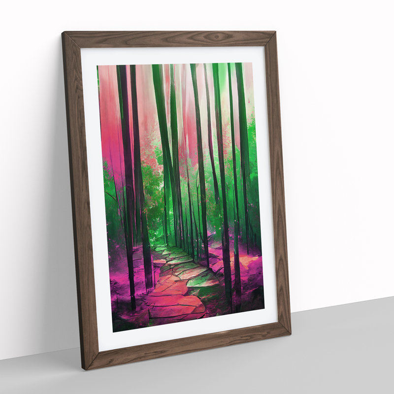 Forest Expressionism No.4 Abstract - Single Picture Frame Painting, 64cm H x 46cm W x 2cm D, Walnut