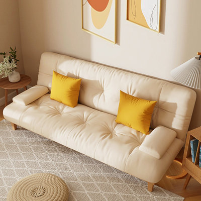 Canapé-lit standard en bois massif 100% polyester beige et blanc Burlywood