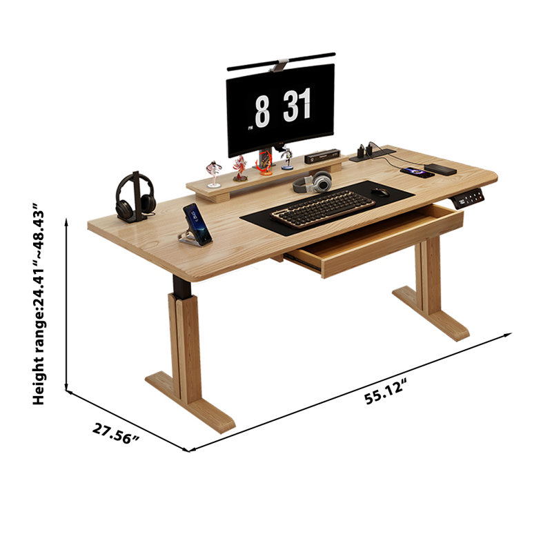 Bureau ajustable 55,25 po, 24.41" H x 55.12" W x 27.56" D