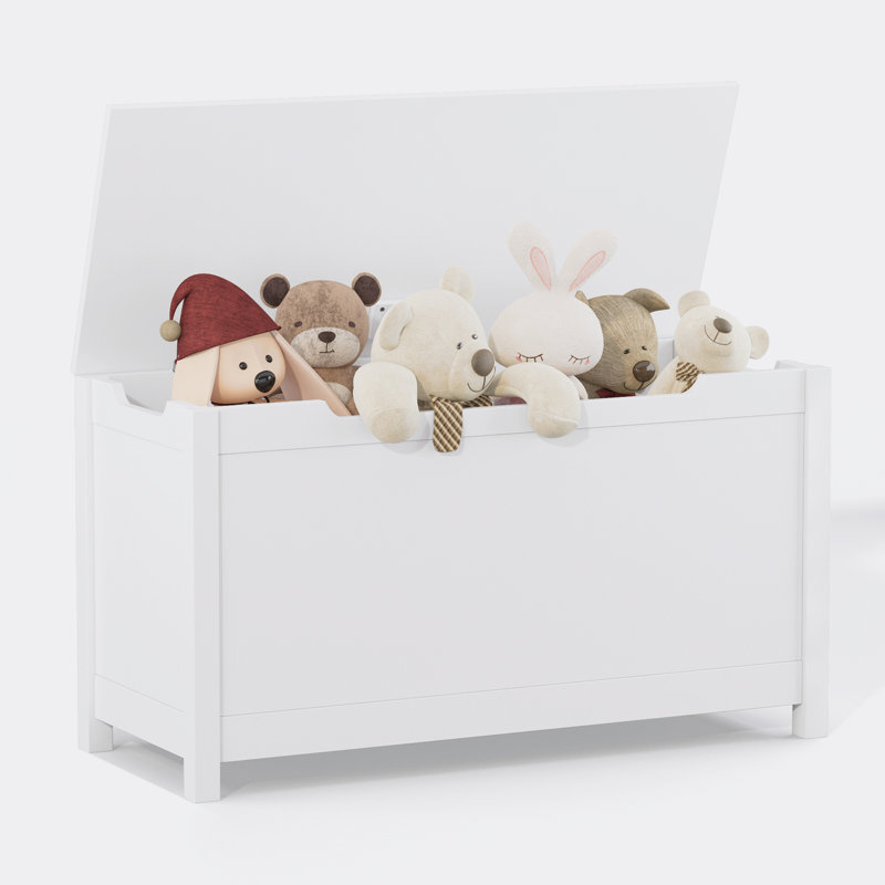 Banc de rangement en bois à couvercle rabattable, coffre à jouets en bois avec charnières de sécurité