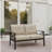48" All-Weather Metal Loveseat 2 Seats Couch Sofa with Beige Cushions & Khaki Frame-1729608471