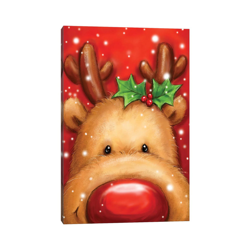 «Reindeer I» par Makiko - peinture sur toile tendue, H 18 po x l 12 po x 1,5 po