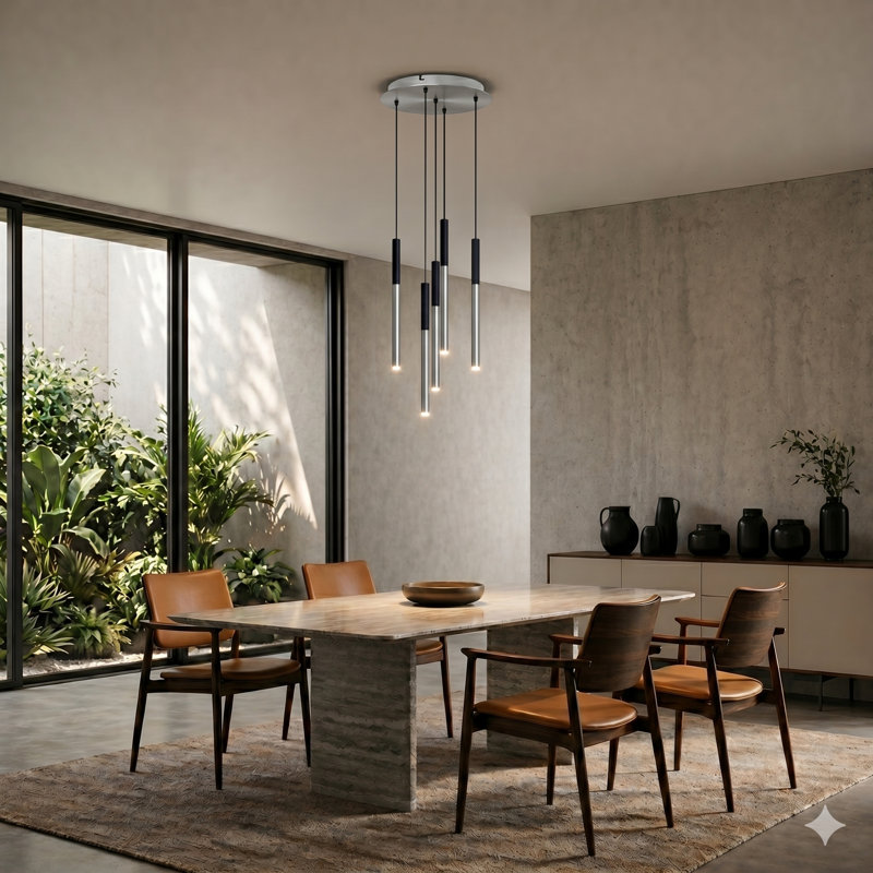 Baileyton 5 - Light Cluster Pendant, Black Top/Brushed Nickel