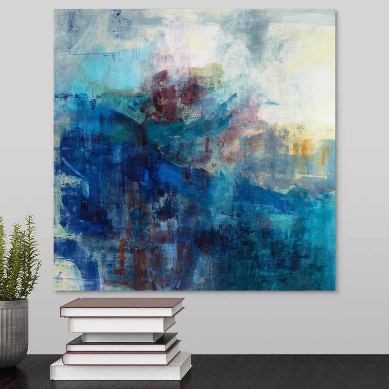 « ocean linen », peinture sur toile, H 16 po x l 16 po x P 1,25 po, Toile tendue