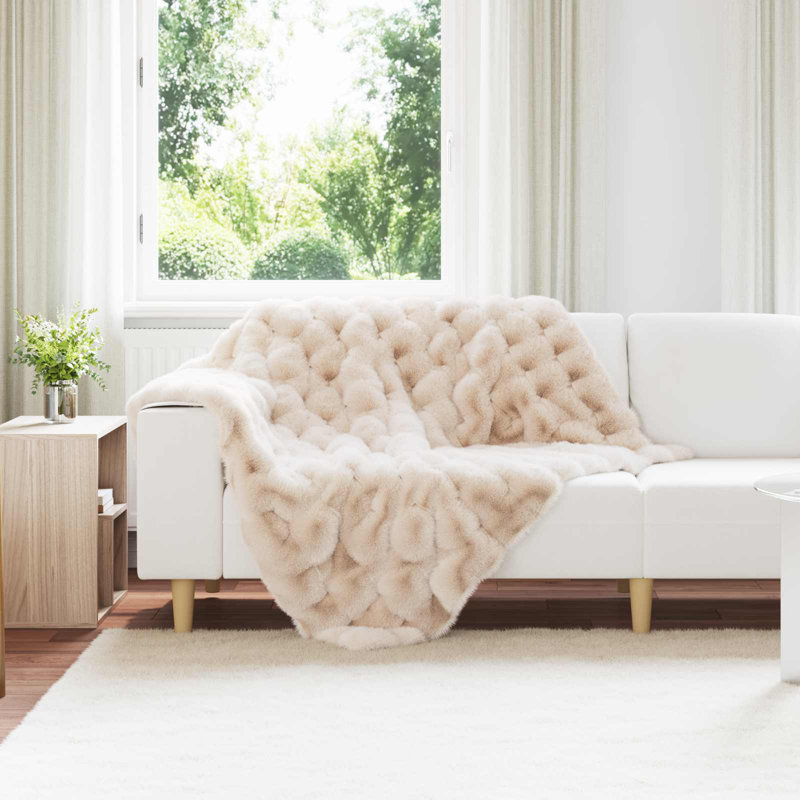 1-36 Throw Blanket, Beige, 130cm x 150cm