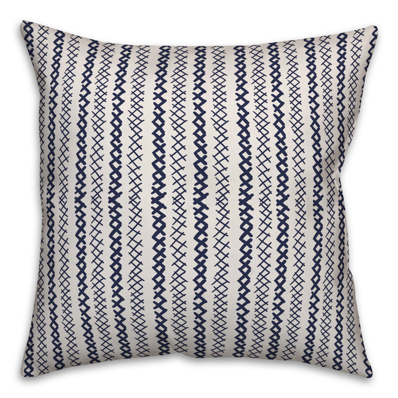  Housse et insert de coussin carré Tally, 18 po x 18 po, Blanc / rayé bleu marine 2