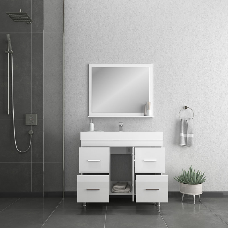 Meuble-lavabo simple 42 po Merlino, Blanc