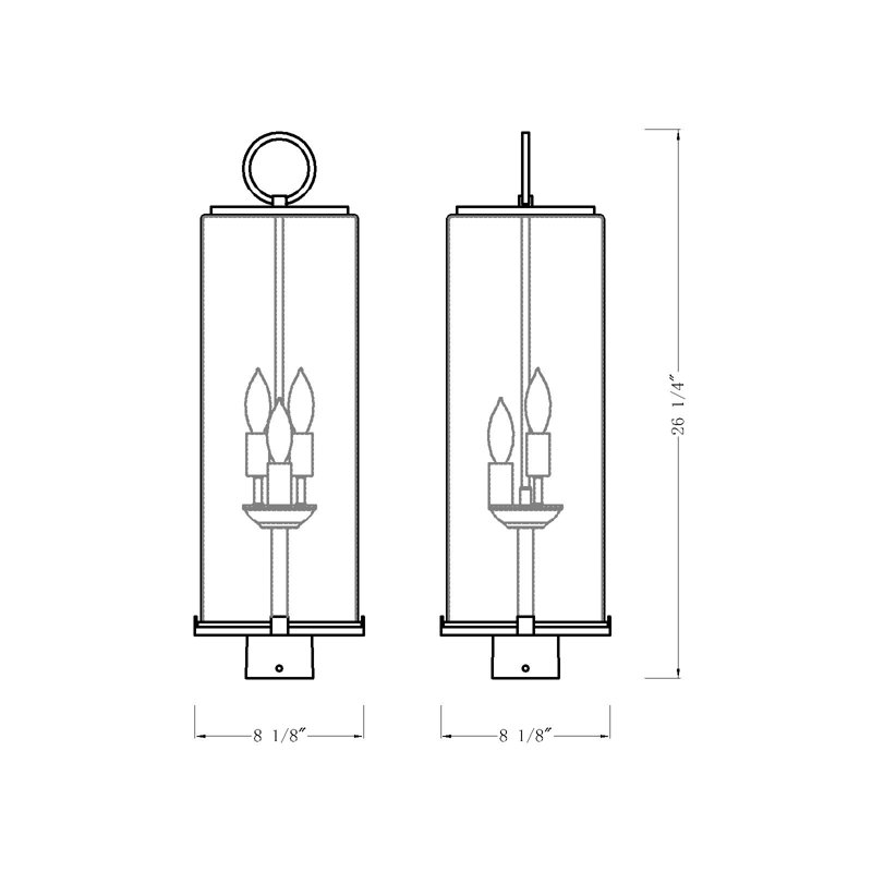 Luminaire d'extérieur 3 lumières Ahmauri, H 26,25 po x l 8,25 po x P 8,25 po