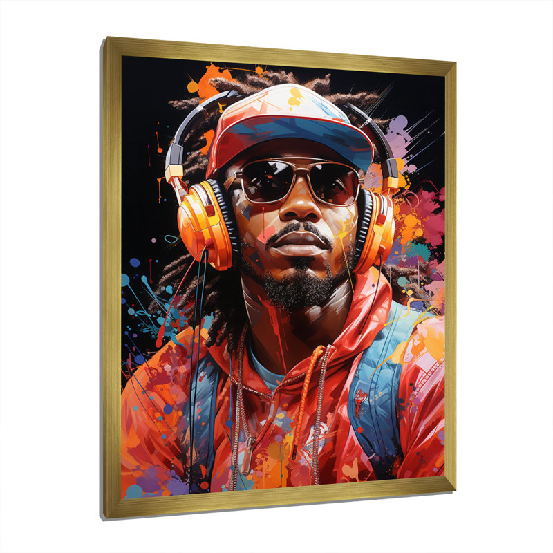 Yoshiaki Music Hiphop Fusion Bold II, Encadrement doré, H 44 po x l 34 po x P 1,5 po