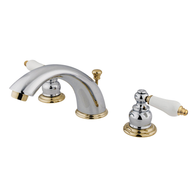 Robinet de salle de bain à large entraxe avec bonde, Chrome poli / laiton poli