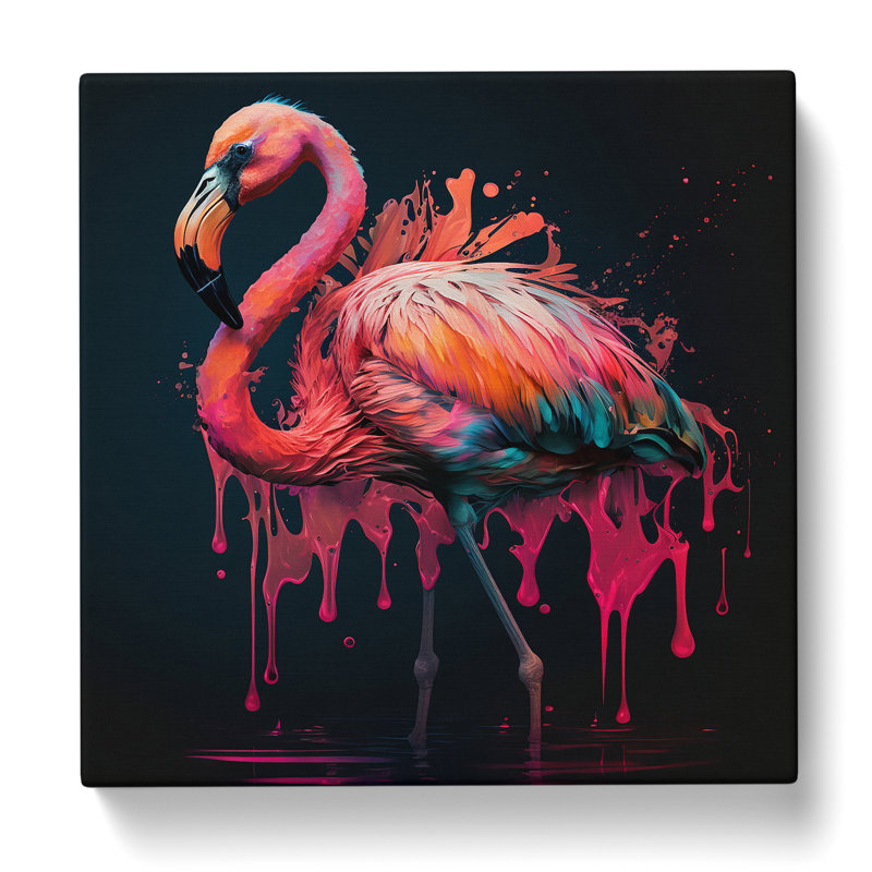 Flamingo Digital Art No.1 - Wrapped Canvas, 50cm H x 50cm W x 3cm D