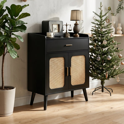 Bargamin Farmhouse Buffet Cabinet with Drawers and Solid Wood Feet