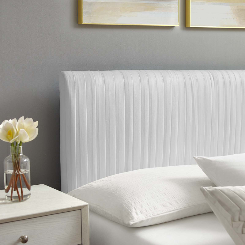 Peyton Performance Velvet Platform Bed, White, Twin