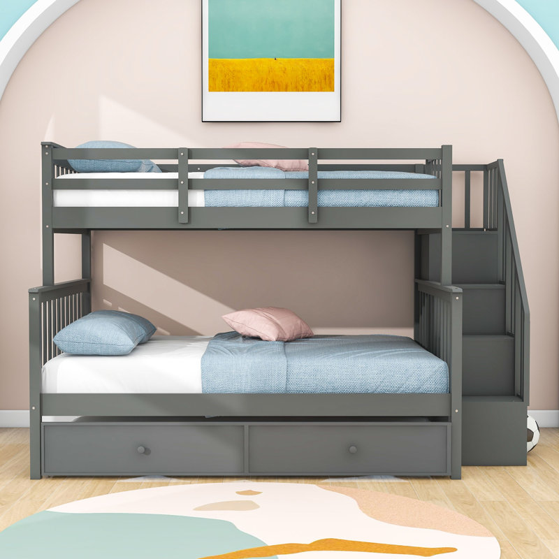 Deshaunte Kids Twin Over Full Bunk Bed with Trundle, Gray