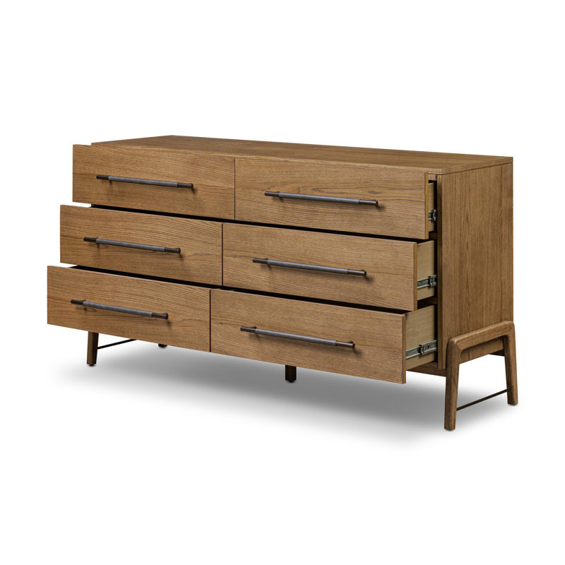 Rosedale 6 Drawer Dresser-Yucca Oak, Amber Oak