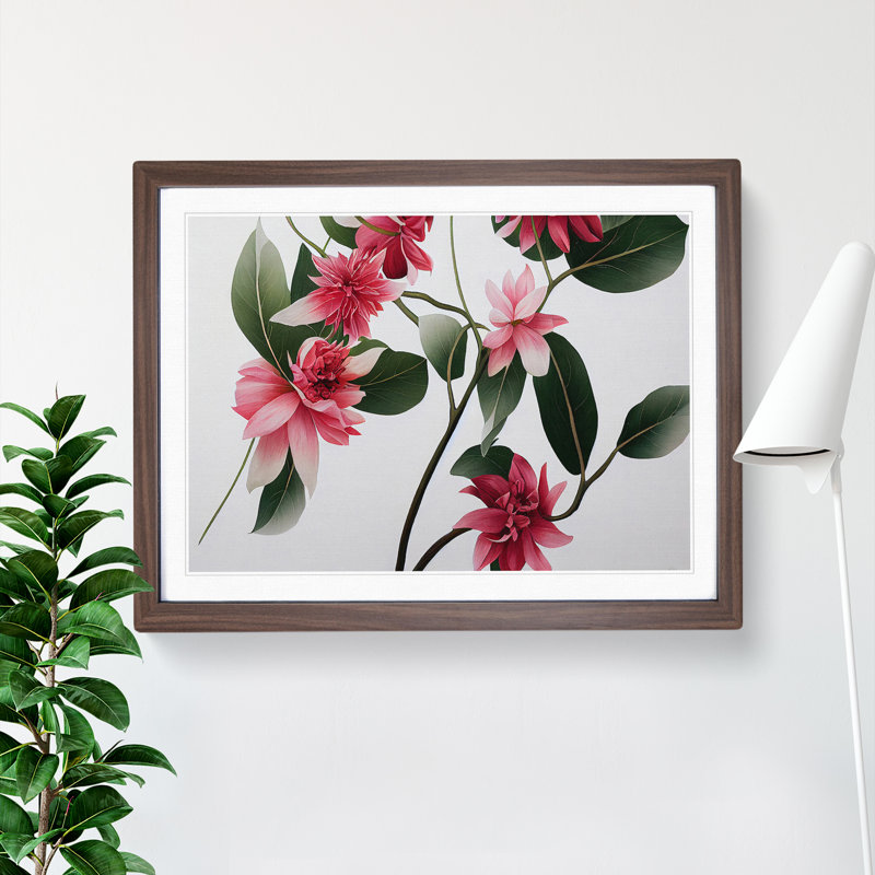 Fine Flowers - Single Picture Frame Print, 46cm H x 64cm W x 2cm D, Walnut Framed