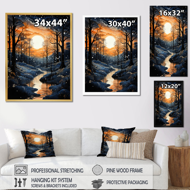 Auvent monochrome Peach Forest - Décoration murale paysage et nature, H 32 po x l 16 po x P 1 po, Cadre naturel flottant