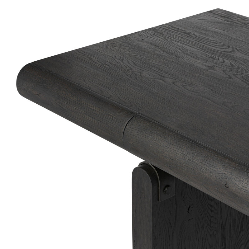 Cleo Solid Wood Writing Desk, Black Oak