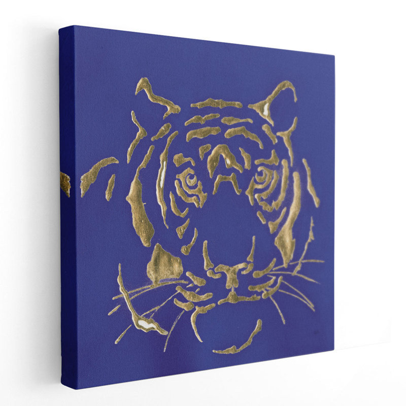 «Gilded Tiger Indigo», reproduction d'art sur toile, H 12 po x l 12 po