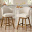 Tabouret de bar pivotant à 360 ° en forme de U avec base en bois d'hévéa massif, confort à ressorts, capacité de 350 lb-1438271007
