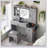 Farmhouse Vanity Desk With Sliding LED Mirror And Lights, Glass Top, Charging Station, And Ample Storage For Cosmetics And Accessories-531712806