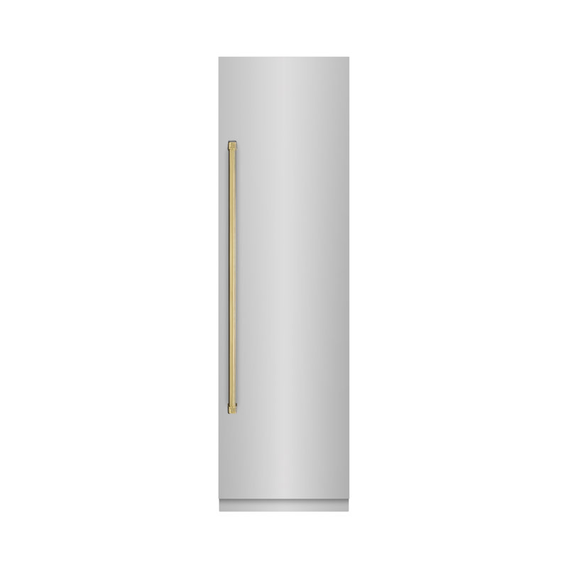 ZLINE Autograph 24 in. Column Refrigerator with Graphite Gray Interior and Polished Gold Accents, Stainless Steel/Gold