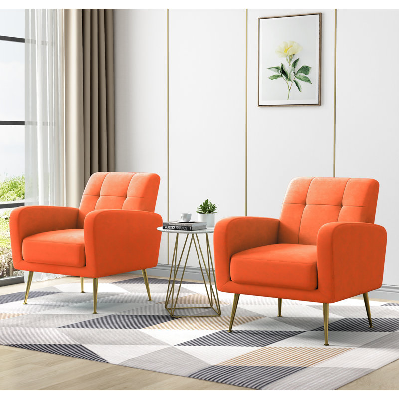 Alixon 29'' Wide Tufted Armchair, Orange 100 % Polyester