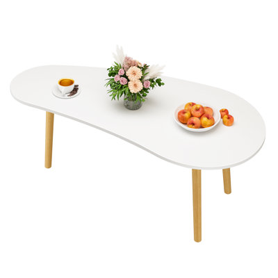 Petite table basse, table basse en bois de style Mid-Century, table basse minimaliste en forme de mangue