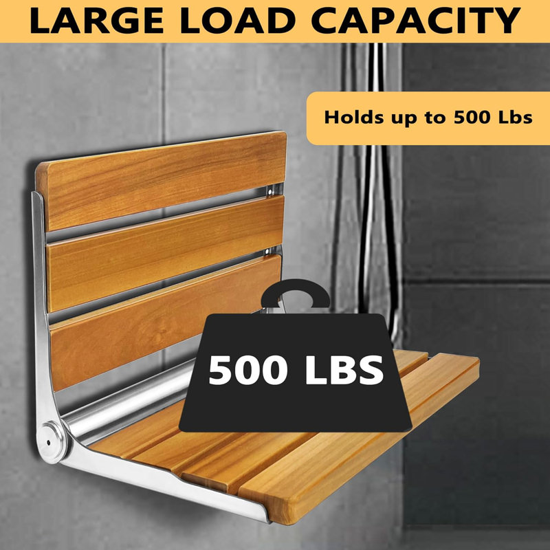Folding Shower Seat Teak, Bath Safety Furniture Stainless Steel, Shower Seats for Elderly
