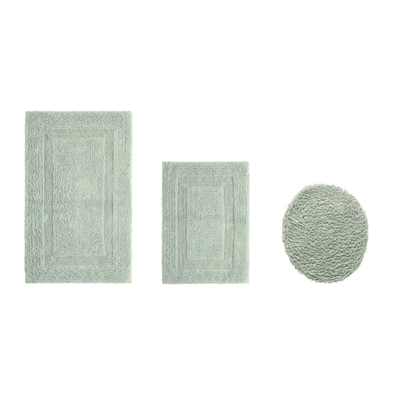 Annerose Premium 100% Cotton 3 Piece Bath Rug Sets, Machine Washable, Super Absorbent & Tufted Weave Reversible Bath Mat for Bathroom, Shower, and Tub, Oeko-Tex Certified Bathroom Rugs