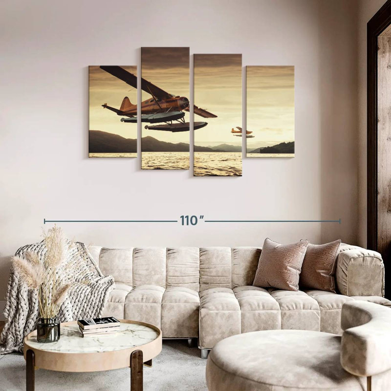 " Float Planes " 4 - Pieces, 48" H x 75" W x 1.25" D