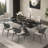 Black Luxury Marble Rectangular Dining Table Sets-104778052