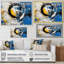 Fusion cubiste bleue et blanche sur toile-400679613-400679612