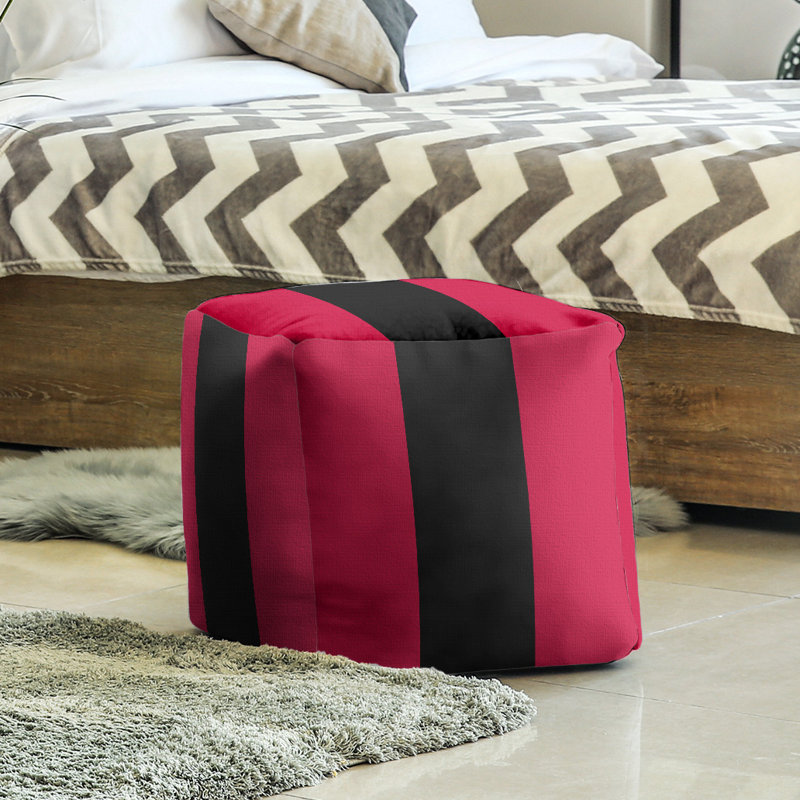 Repose-pieds cube new jersey college rayures, Rouge / noir / rouge