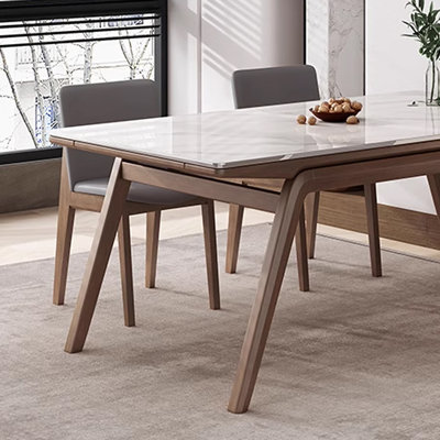 Modern ash wood frame rock plate dining table
