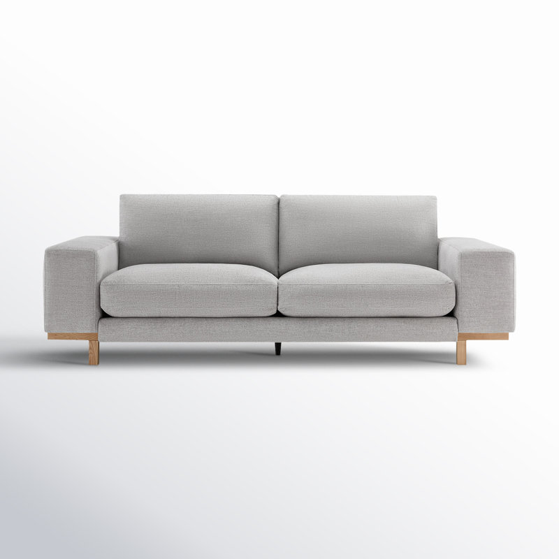 Arnette 97'' Velvet Sofa, Brent Cloud Basketweave