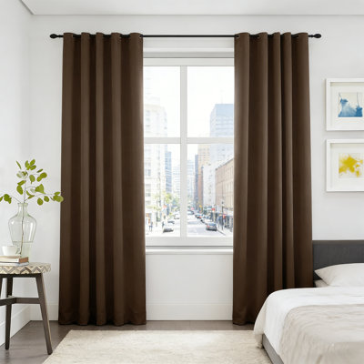 Rideaux occultants pour la chambre à coucher, rideaux isolants et isolants pour la fenêtre du salon, dessus à œillets (l 52 po x L 45 po, café)