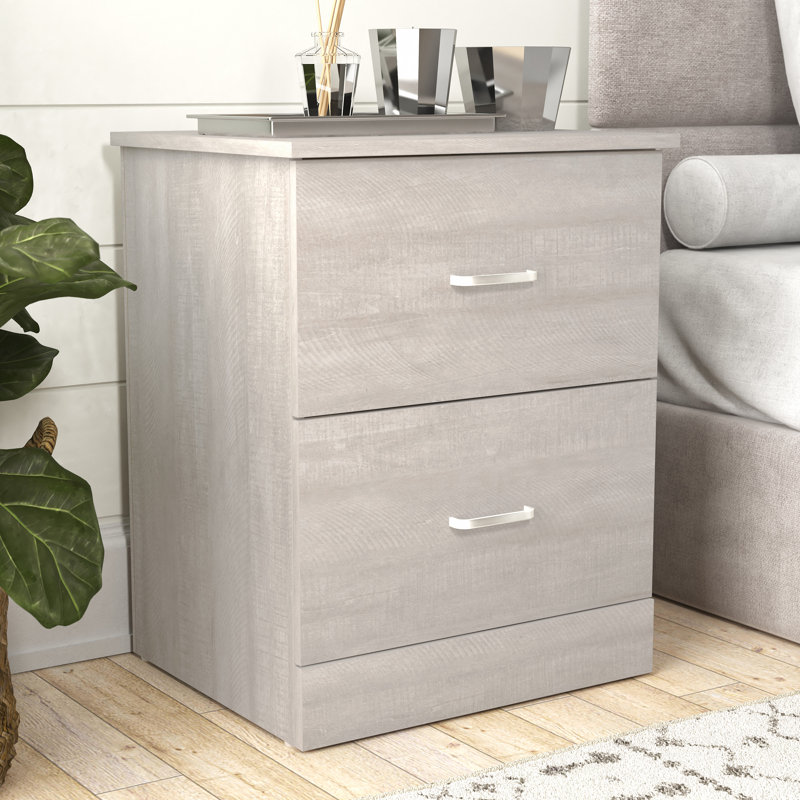 Allyannah 23.6" 2-Drawer Nightstand, Dusty Gray Oak, Individual