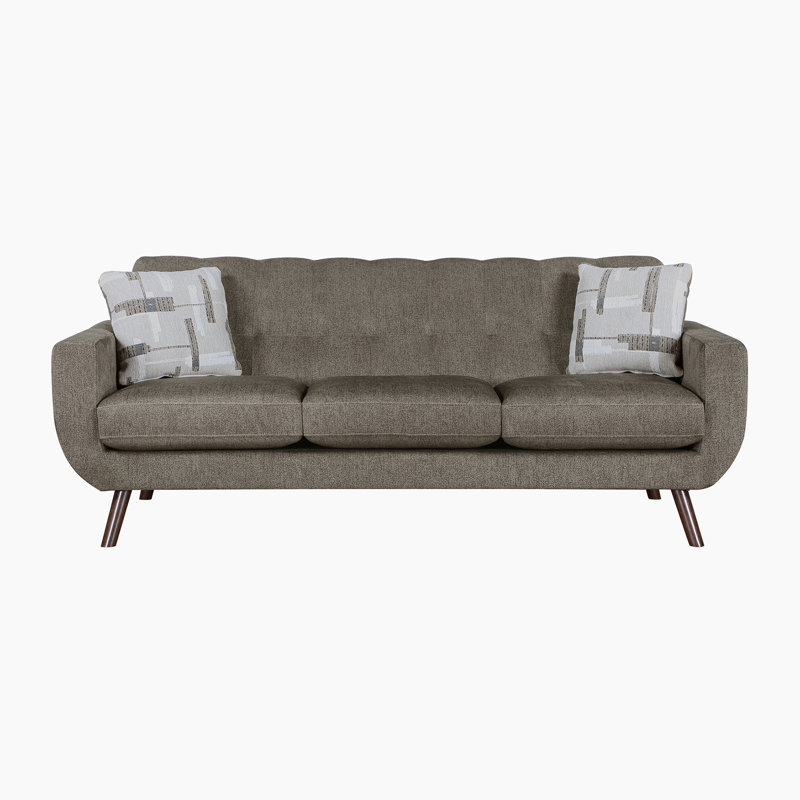 Laveeda 86.5" Mid-Century Modern Microfiber Sofa with Refined Tufted Back Cushion, Reversible Seat Cushions