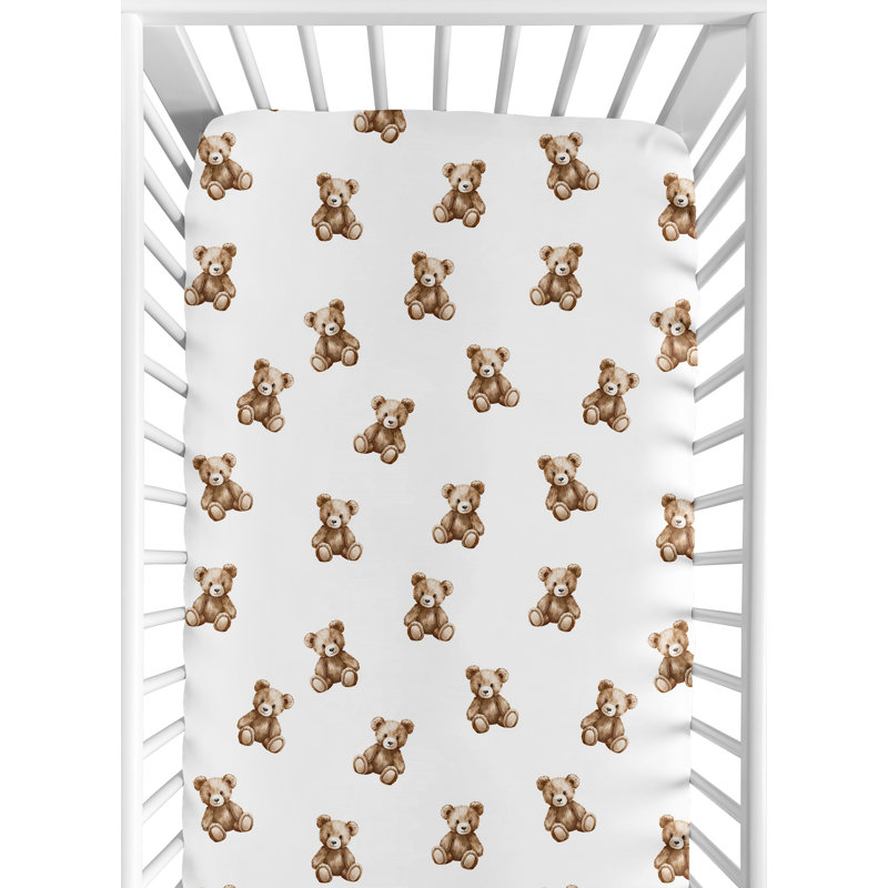 Boho Teddy Bear Fitted Crib Sheet