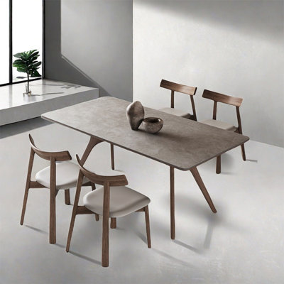 Rectangular rock plate dining table sets