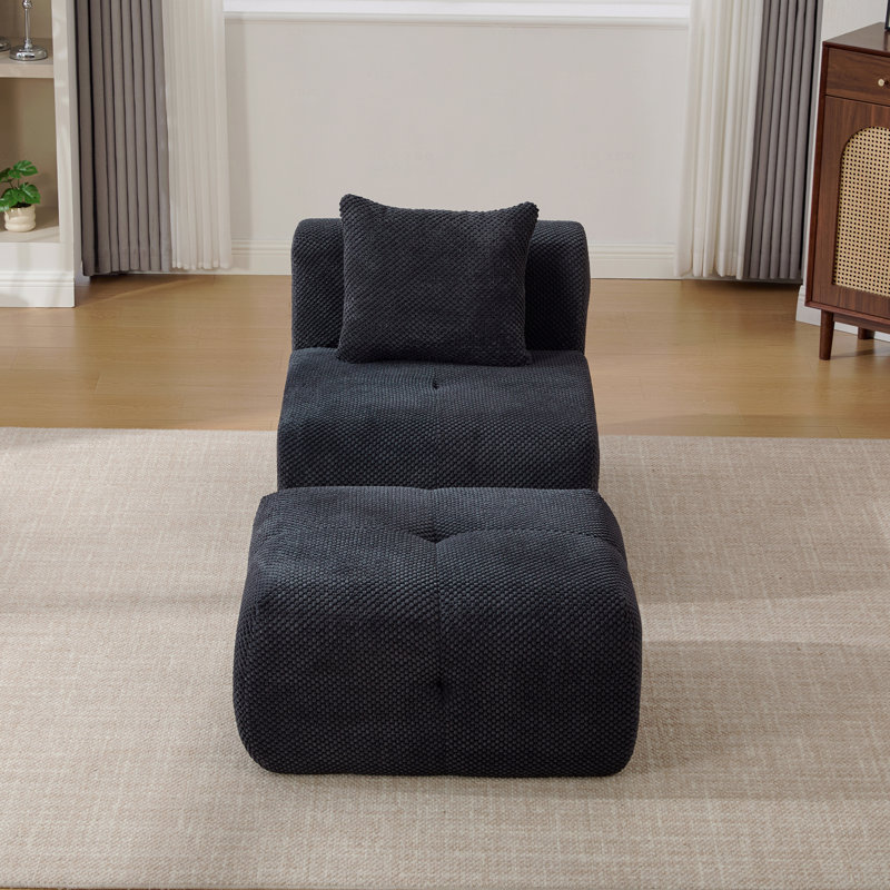 Fauteuil d'appoint sans accoudoir avec repose-pieds, Gris anthracite
