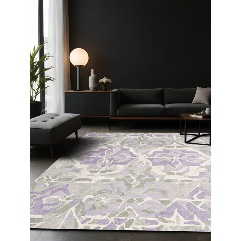 Tapis beige soyeux et moelleux, Carré 5 pi